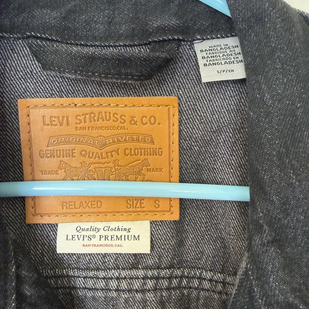 Levi’s Premium “Big E” Denim Jacket Black Size Small Mens Relaxed Fit Classic - Picture 2 of 11